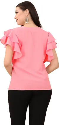 Elegant Pink Polyester Solid Top For Women-thumb1