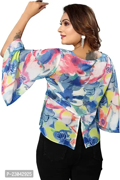 Elegant Multicoloured Georgette Printed Top For Women-thumb2