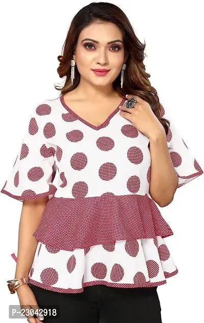 Elegant White Pure Cotton Printed Top For Women