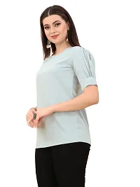 Elegant Grey Polyester Solid Top For Women-thumb2
