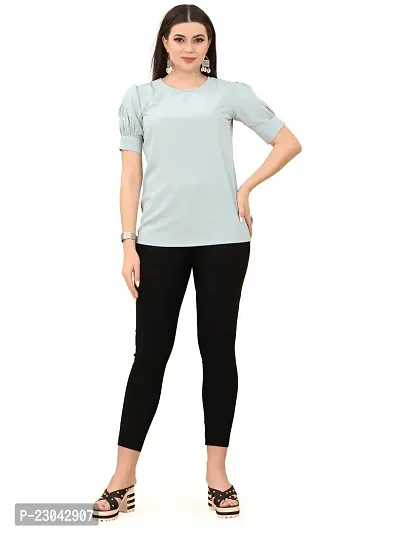 Elegant Grey Polyester Solid Top For Women-thumb0