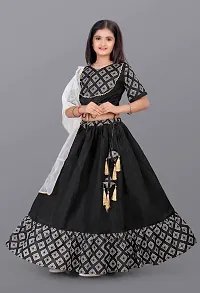 Alluring Blue Cotton Blend Printed Lehenga Cholis For Girls-thumb3