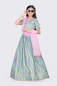 Alluring Peach Cotton Blend Printed Lehenga Cholis For Girls-thumb1