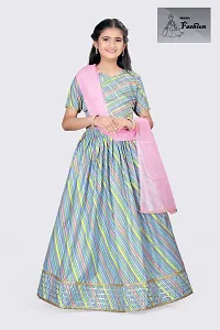 Alluring Peach Cotton Blend Printed Lehenga Cholis For Girls-thumb2