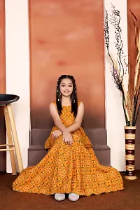 Stylish Yellow Cotton Blend Self Pattern Lehenga Choli for Girls-thumb4