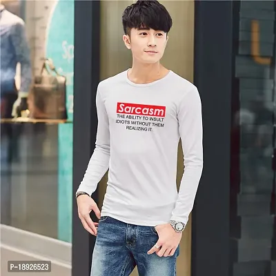 Stylish Men Cotton Blend Round Neck  Full Sleeve T Shirt-thumb0