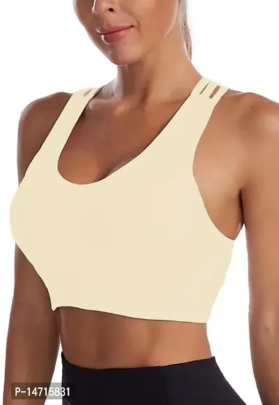 Buy SHAPERX Women Push-up Padded Strappy Sports Bra Cross Back Wirefree  Fitness Yoga Top (L, Light Yellow) Online In India At Discounted Prices