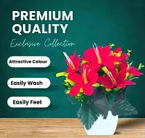 Red Color Artificial Flower with White Pot-thumb1