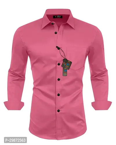 Reliable Pink Cotton Blend Solid Casual Shirt For Men-thumb0