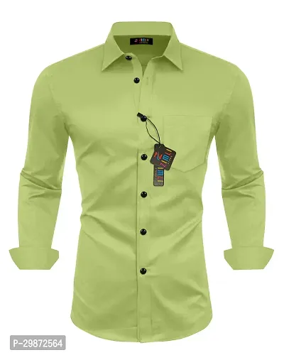 Reliable Green Cotton Blend Solid Casual Shirt For Men-thumb0