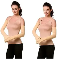 Stylish Beige Cotton Arm Sleeve For Men And Women Pack Of 2-thumb1