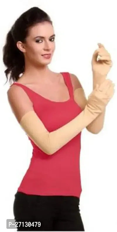 Stylish Beige Cotton Arm Sleeve For Men And Women Pack Of 2-thumb2