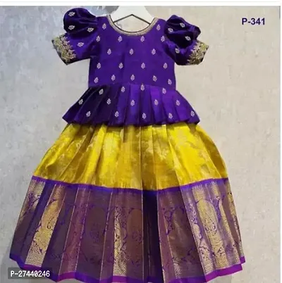 Stylish Purple Cotton Jacquard Lehenga Choli Set For Girls-thumb0