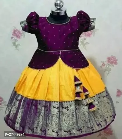 Stylish Magenta Cotton Jacquard Lehenga Choli Set For Girls-thumb0