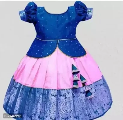 Stylish Blue Cotton Jacquard Lehenga Choli Set For Girls-thumb0