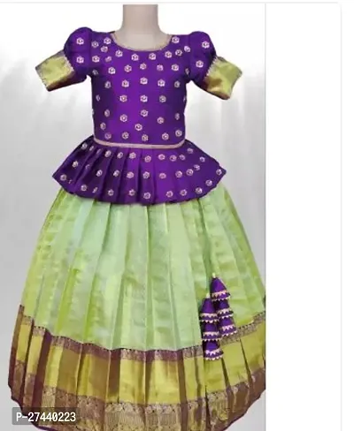 Stylish Purple Cotton Jacquard Lehenga Choli Set For Girls-thumb0