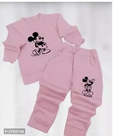 Fabulous Pink Wool Printed Clothing Set For Boys