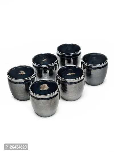 Glazed Studio Pottery Ceramic Chai Cups Cum Tea Kullad Set Of 6