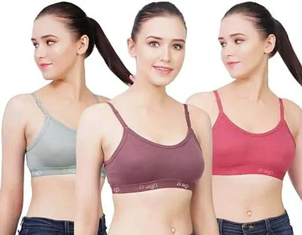 B-SOFT Molded Sports Bra for Women & Girls, Non-Padded & Non-Wired,Comfortable and Stylish Active Wear, Gym, Workout, Yoga,Full Coverage Seamless Bra