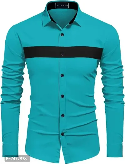 Stylish Fancy Sky Blue Cotton Casual Shirts For Men