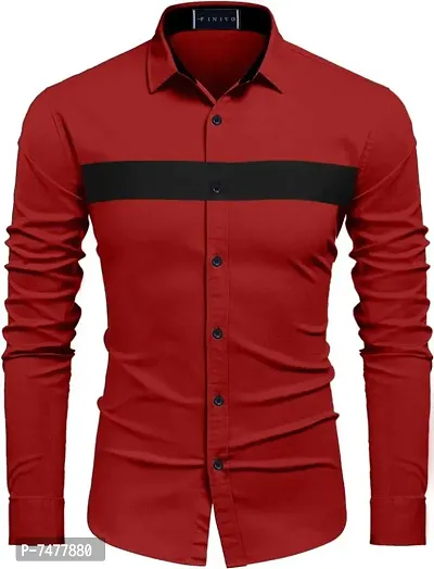Stylish Fancy Red Cotton Casual Shirts For Men