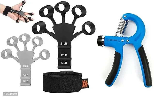 Pro365 Combo Of 1 Adjustable Hand Gripper And 2 Finger Gripper Multi Tension 6 Months Warranty Strengthener For Gym Workout Hand Exercise Equipment-thumb0