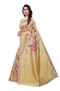 Kkrish Art Silk Saree, Printed Art Silk Saree with Blouse Piece (Cream)-thumb2