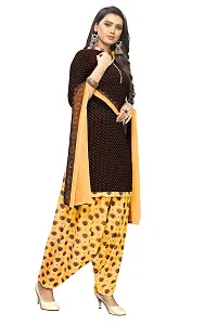 Women's Unstitched Crepe Dress Material Suit with Salwar Piece and Chiffon Dupatta (269 Coffee_Yellow, Free Size)-thumb2