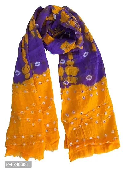 Krish Women's Cotton Bandhej Dupatta Stole (Blue Yellow, Free Size) - Multicolor
