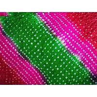 Krish Silk Bandhej Bandhni Dupta Stole For Women (GREEN PINK)-thumb1