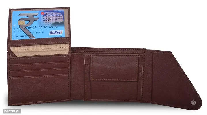 Kkrish PU Leather Wallet with Flap Closure and Coin Pocket. (Coffee)-thumb2