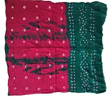 Krish Women's Cotton Bandhej Dupatta Stole (Green Pink, Free Size) - Multicolor-thumb4