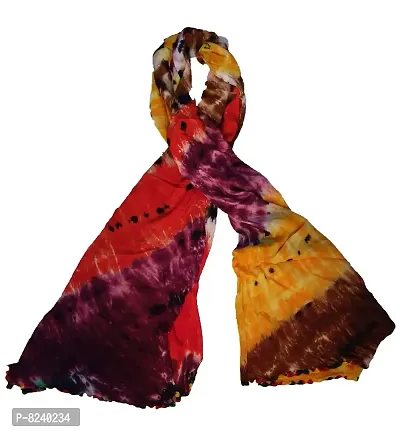 Kkrish Rayon Cotton Bandhej Bandhni Dupata Stole With Samosa Laces For Women (Jambali)