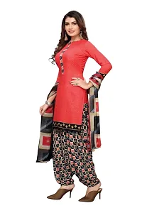 Kkrish Unstitched Crepe Dress Material Suit with Chiffon Dupatta and Crepe Salvar Piece for Women (Red)-thumb2