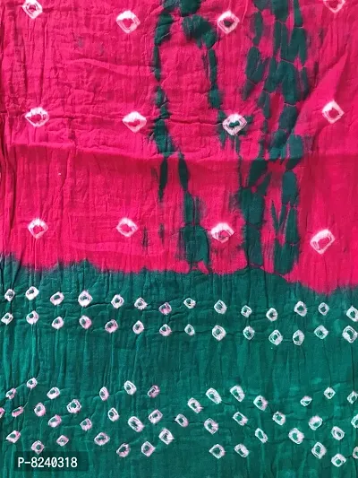 Krish Women's Cotton Bandhej Dupatta Stole (Green Pink, Free Size) - Multicolor-thumb2