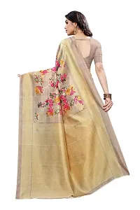 Kkrish Art Silk Saree, Printed Art Silk Saree with Blouse Piece (Cream)-thumb1