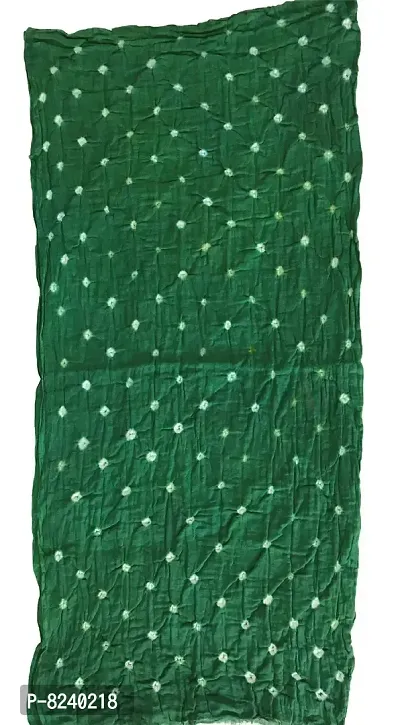 Krish Women's Cotton Bandhej One Color Dupatta Stole (Green, Free Size)-thumb2