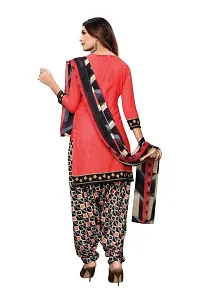 Kkrish Unstitched Crepe Dress Material Suit with Chiffon Dupatta and Crepe Salvar Piece for Women (Red)-thumb1