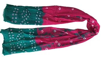 Krish Women's Cotton Bandhej Dupatta Stole (Green Pink, Free Size) - Multicolor-thumb2