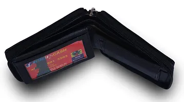 Kkrish PU Leather Wallet with Zipper and Coin Pocket. (Black)-thumb2