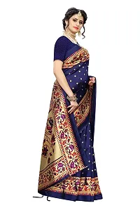 Kkrish Art Silk Saree, Printed Art Silk Saree with Blouse Piece (Navy)-thumb3