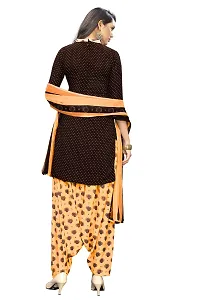 Women's Unstitched Crepe Dress Material Suit with Salwar Piece and Chiffon Dupatta (269 Coffee_Yellow, Free Size)-thumb1