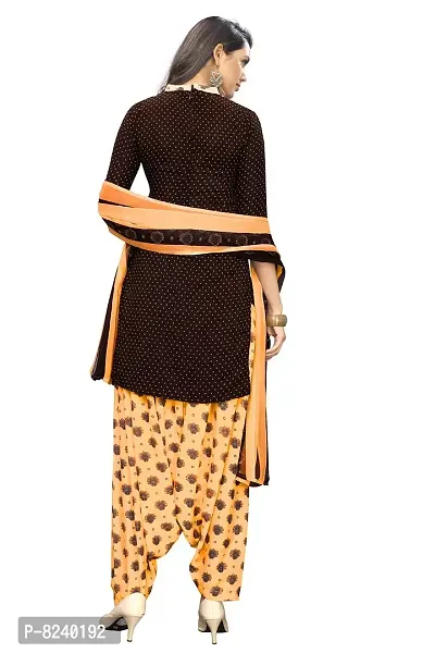 Women's Unstitched Crepe Dress Material Suit with Salwar Piece and Chiffon Dupatta (269 Coffee_Yellow, Free Size)-thumb2