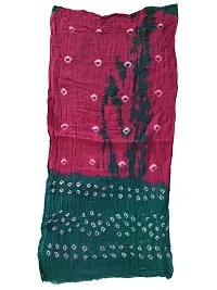 Krish Women's Cotton Bandhej Dupatta Stole (Green Pink, Free Size) - Multicolor-thumb3