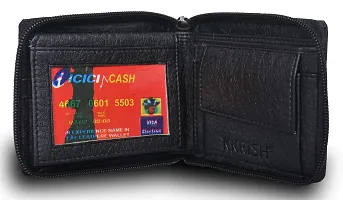 Kkrish PU Leather Wallet with Zipper and Coin Pocket. (Black)-thumb1