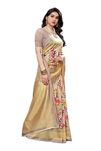 Kkrish Art Silk Saree, Printed Art Silk Saree with Blouse Piece (Cream)-thumb3