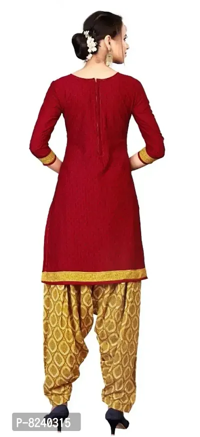 Unstitched Crepe Dress Material Suit with Chiffon Dupatta and Crepe Salvar Piece (Maroon)-thumb2