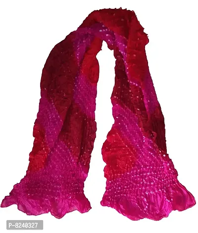 Krish Silk Bandhej Bandhni Dupta Stole For Women (PINK RED)
