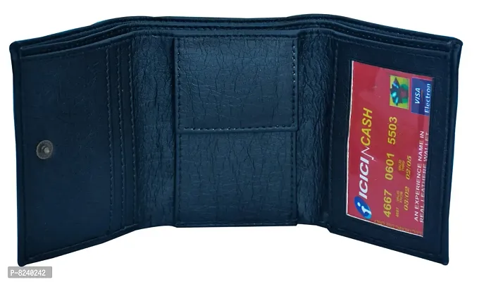 Kkrish PU Leather Wallet 3FOLD Button (Black)-thumb3