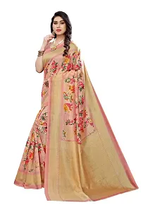 Kkrish Art Silk Saree, Printed Art Silk Saree with Blouse Piece (Pink)-thumb2